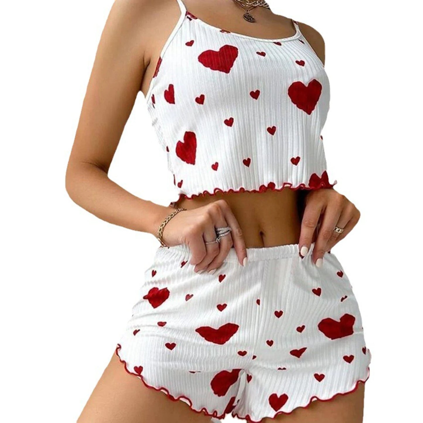 Women's Soft Love Print Pajama Set - 2 PCS