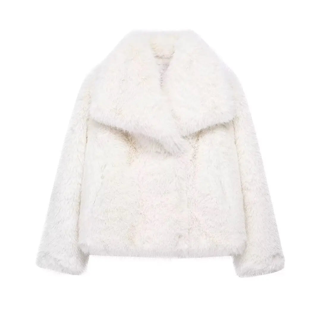 TRAF 2024 Cropped Faux Fur Jacket