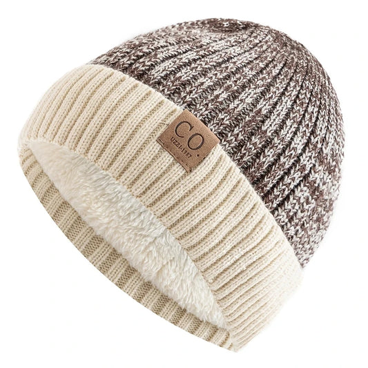 Unisex Two-Tone Winter Hat with Fur Lining