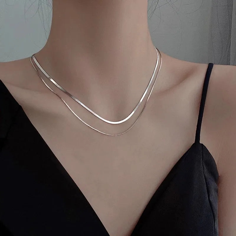 S925 Silver Box Chain Necklace