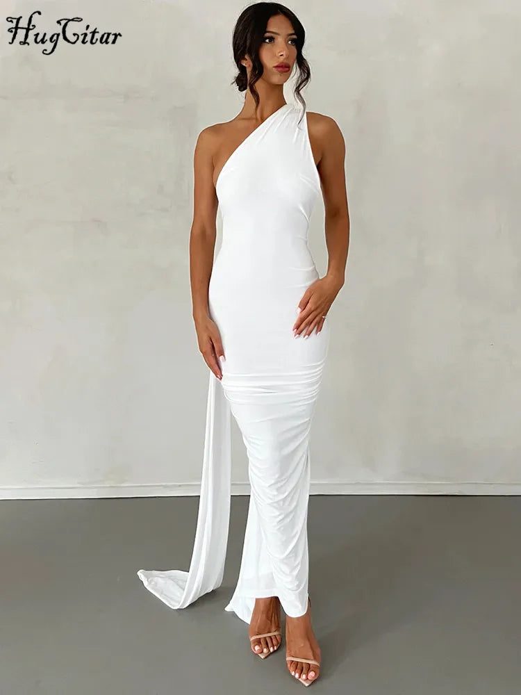 One-Shoulder Backless Maxi Dress.