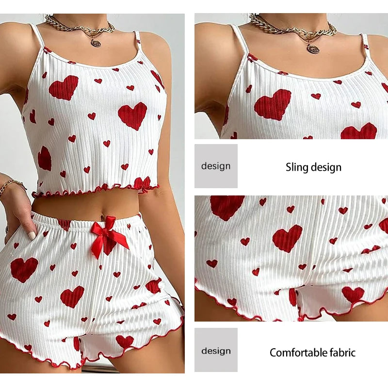 Women's Soft Love Print Pajama Set - 2 PCS