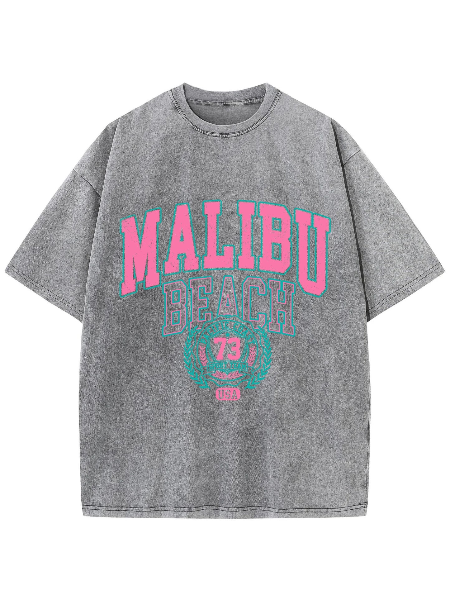 Malibu Letter Print Oversized Tee.