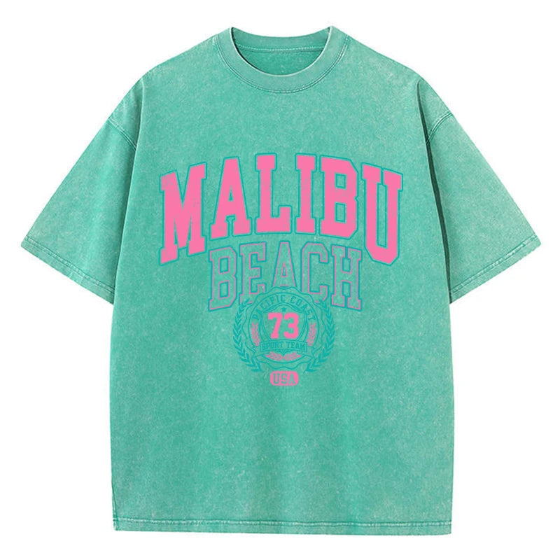 Malibu Letter Print Oversized Tee.