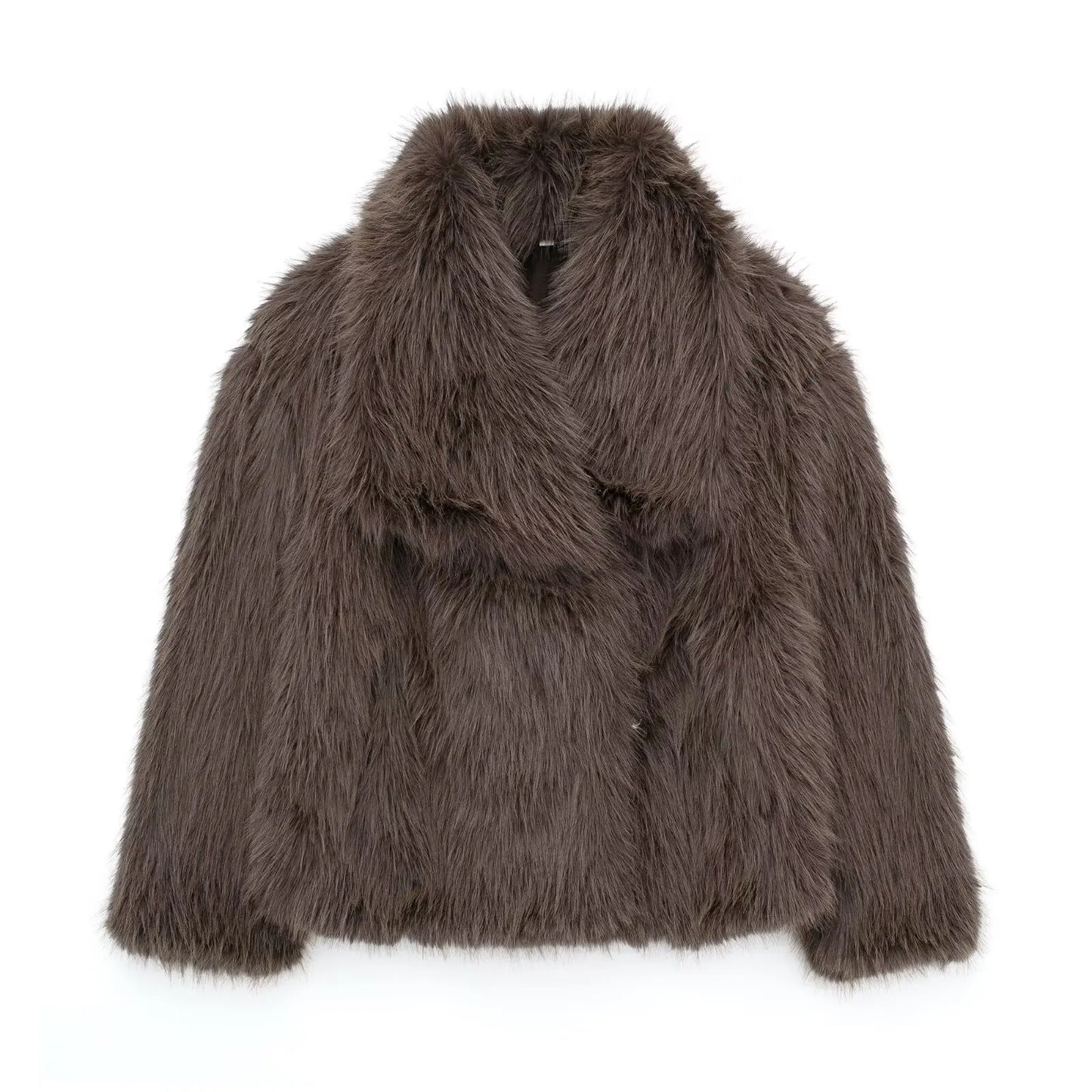 TRAF 2024 Cropped Faux Fur Jacket