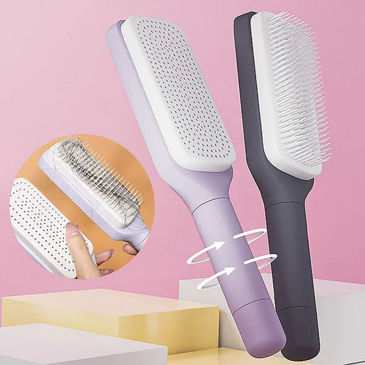 Self Cleaning Hairbrush Women Hair Brush One-key Cleaning