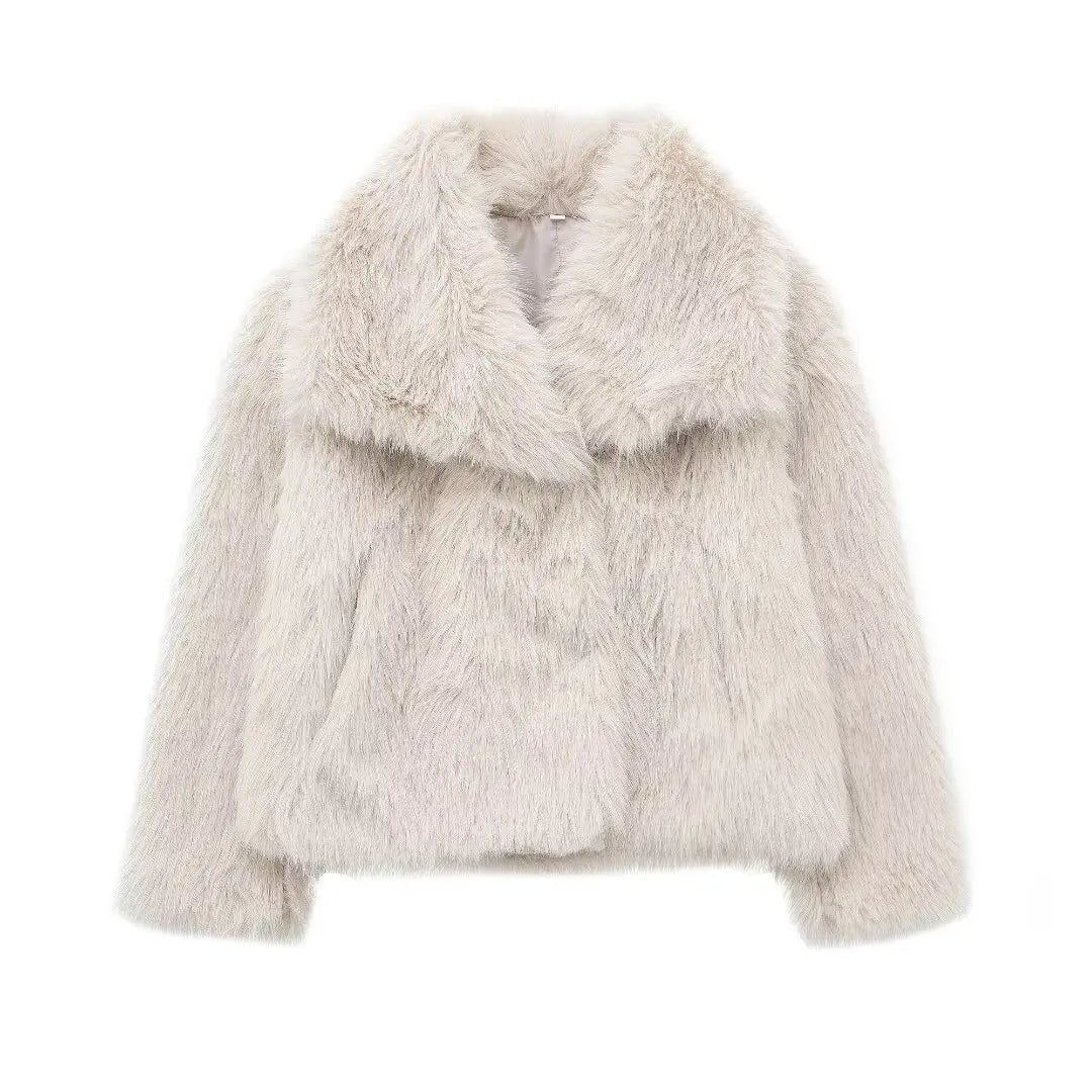 TRAF 2024 Cropped Faux Fur Jacket