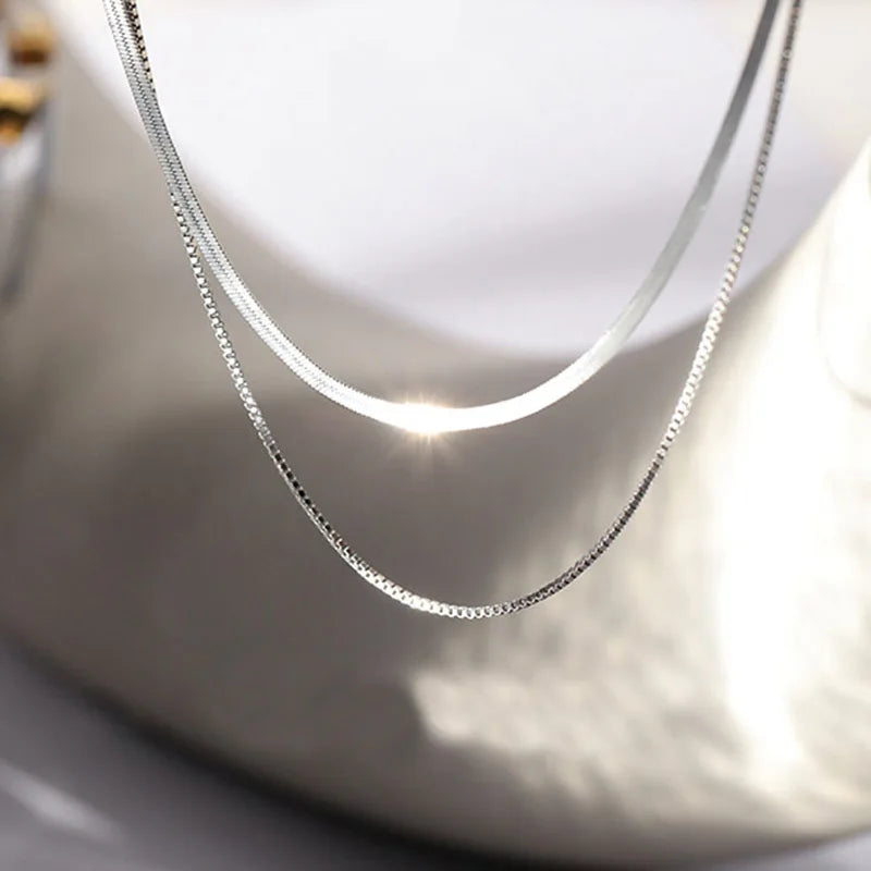 S925 Silver Box Chain Necklace