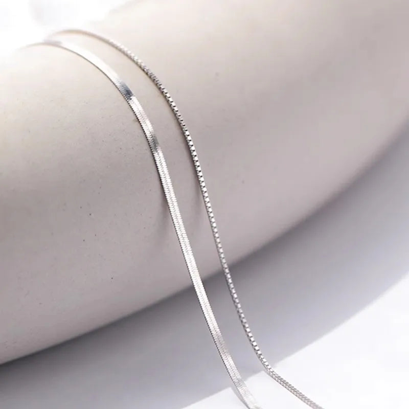 S925 Silver Box Chain Necklace