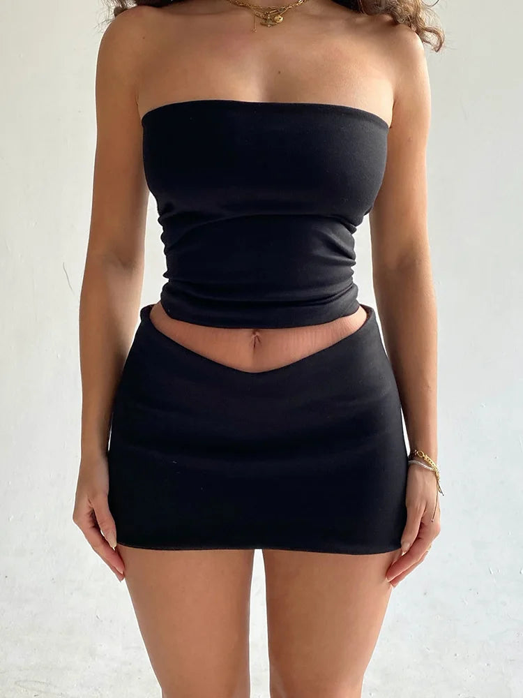 Tube Top Mini Skirt Set