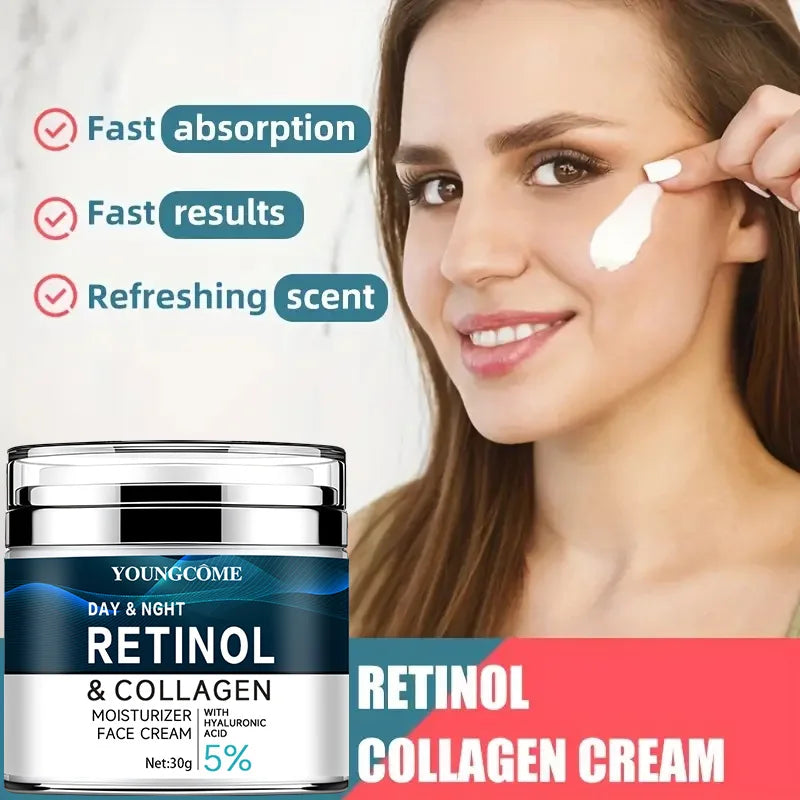 Retinol Collagen Cream with Hyaluronic Acid Vitamin C+E Firming Nourishing & Moisturizing Anti-wrinkle Aging Shrinks Pores