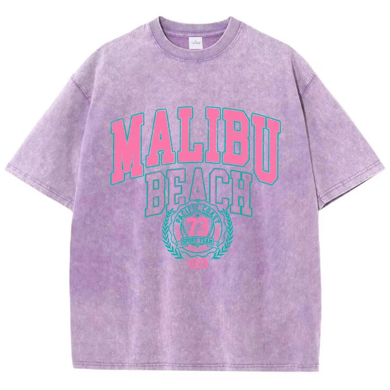 Malibu Letter Print Oversized Tee.