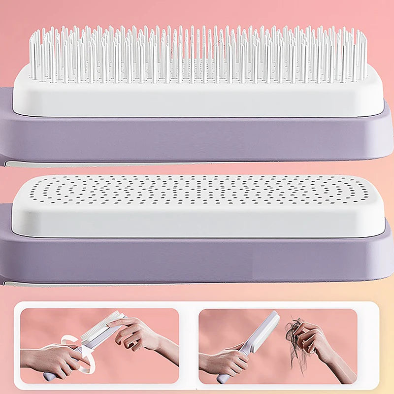 Self Cleaning Hairbrush Women Hair Brush One-key Cleaning