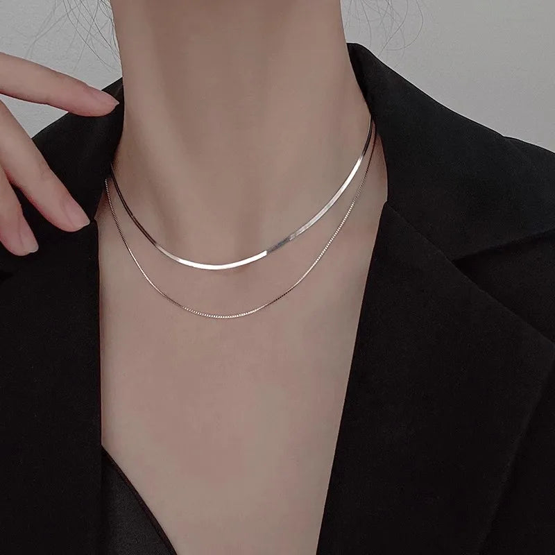 S925 Silver Box Chain Necklace