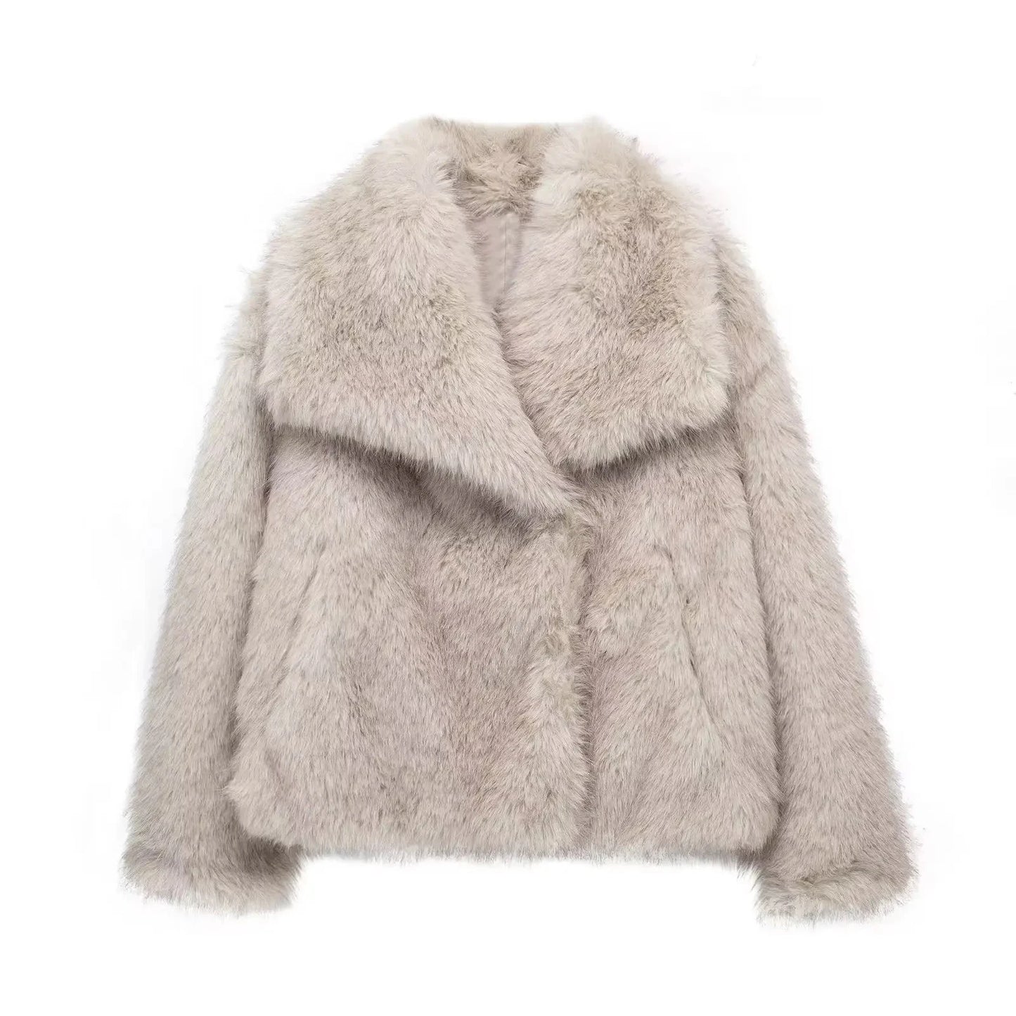 TRAF 2024 Cropped Faux Fur Jacket