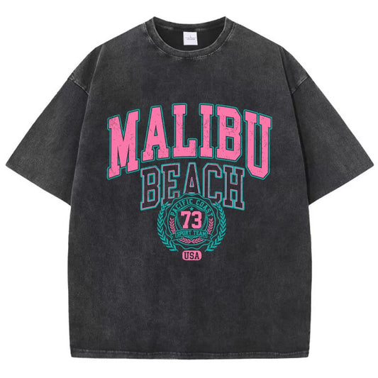 Malibu Letter Print Oversized Tee.