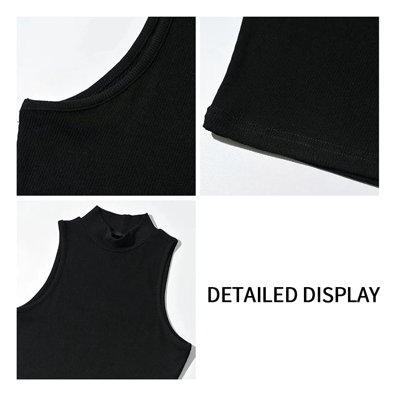 Summer Black High Neck Crop Top