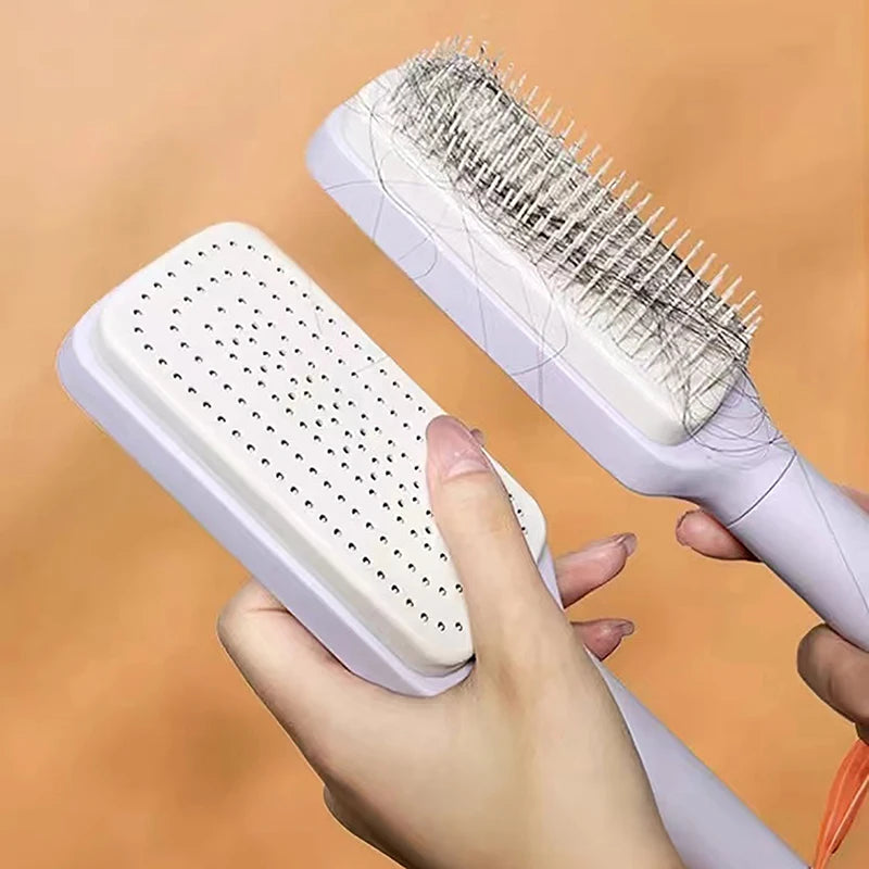 Self Cleaning Hairbrush Women Hair Brush One-key Cleaning