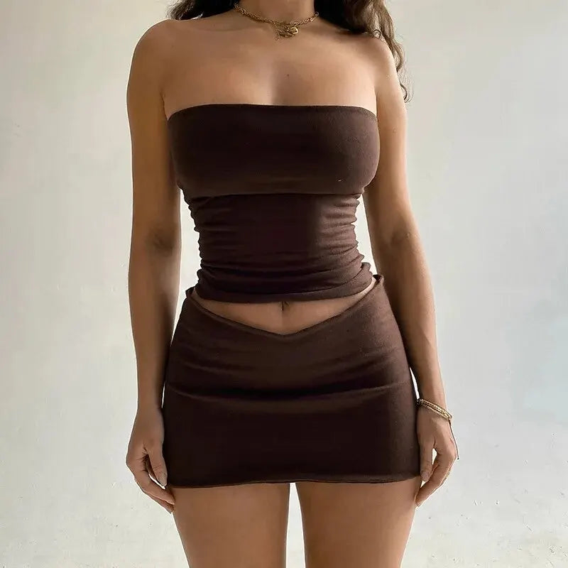 Tube Top Mini Skirt Set