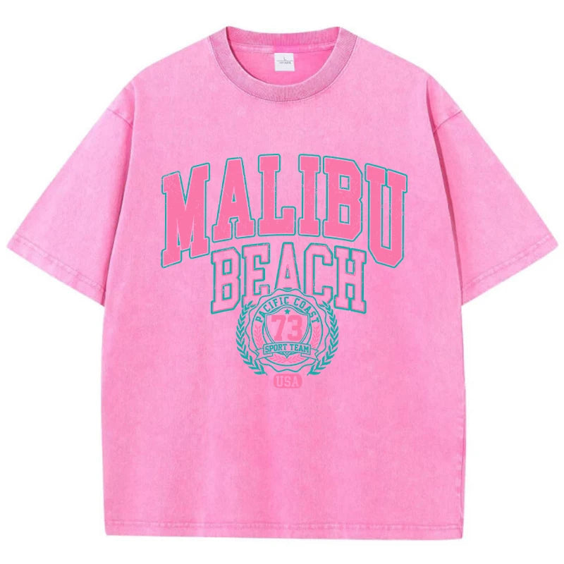 Malibu Letter Print Oversized Tee.