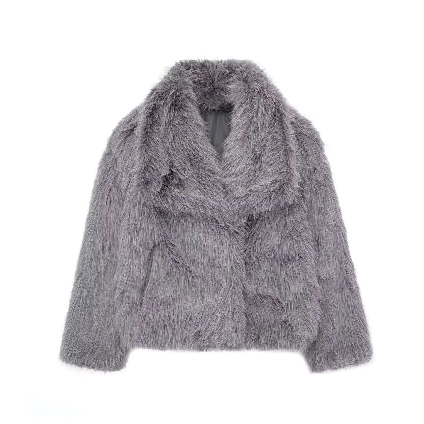 TRAF 2024 Cropped Faux Fur Jacket