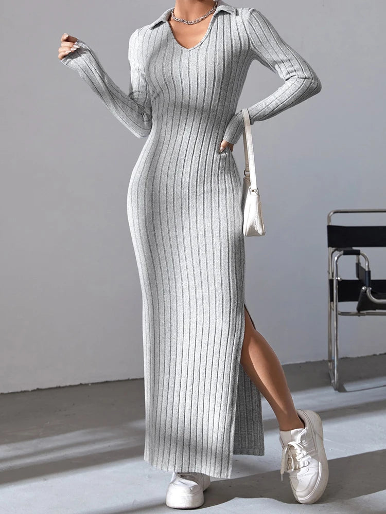 Sexy Knit V-neck Bodycon Dress