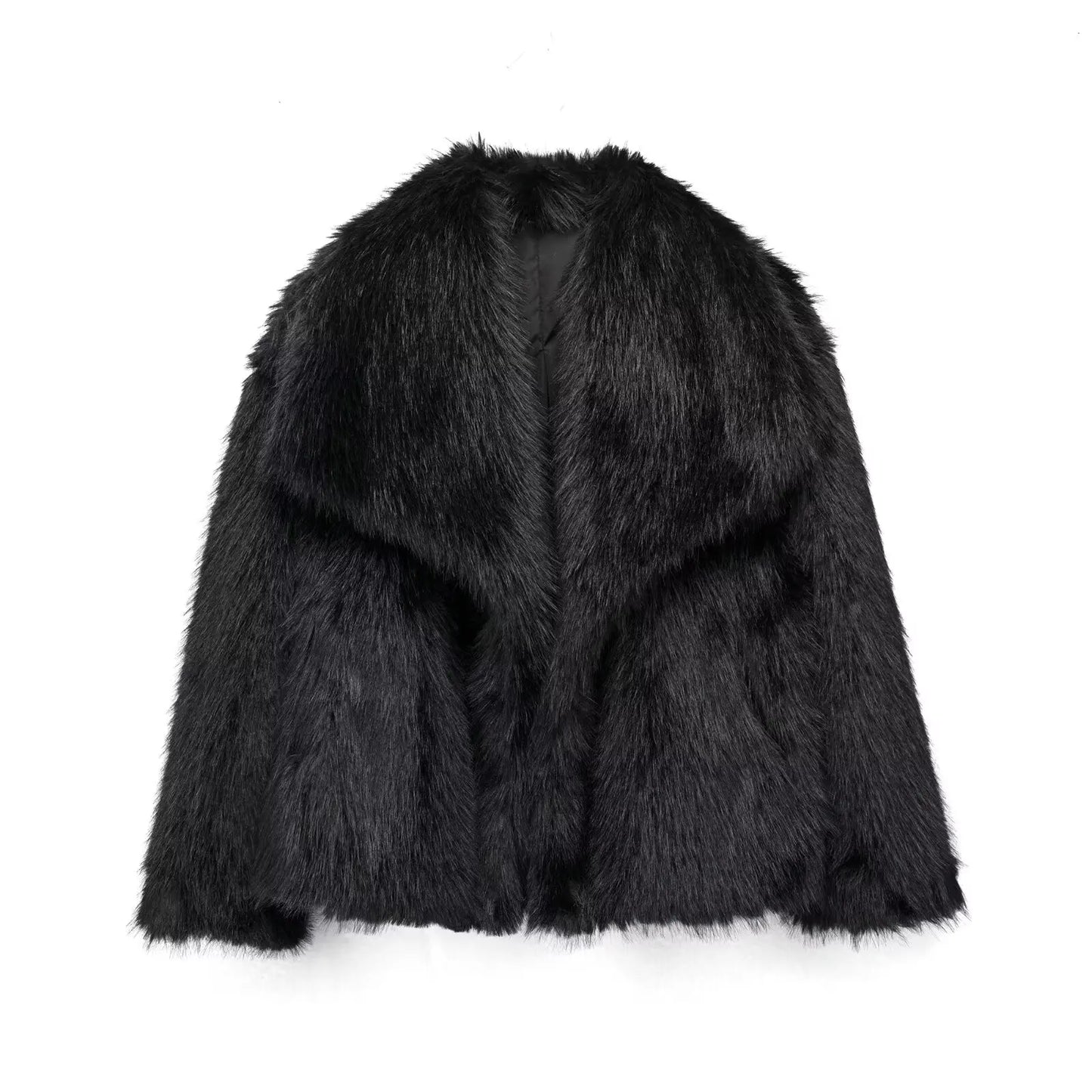 TRAF 2024 Cropped Faux Fur Jacket