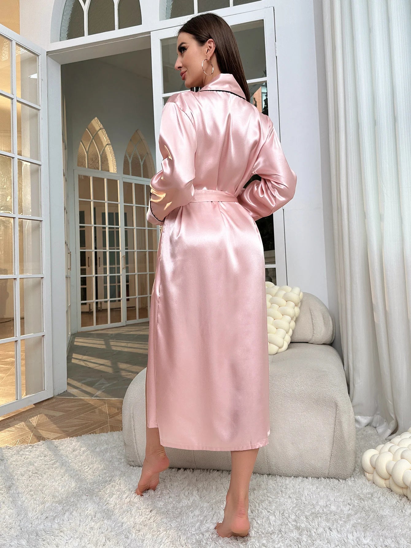 Satin V-Neck Night Robe