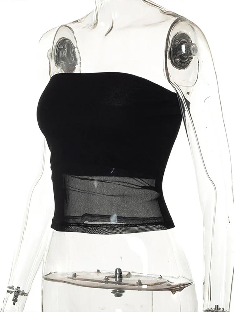 Mesh Corset Tube Top