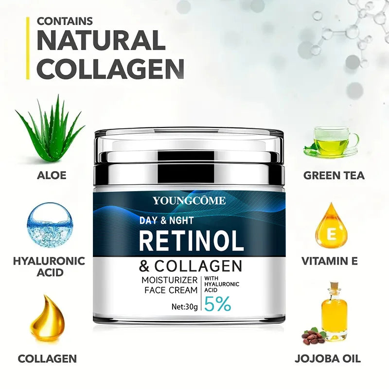 Retinol Collagen Cream with Hyaluronic Acid Vitamin C+E Firming Nourishing & Moisturizing Anti-wrinkle Aging Shrinks Pores