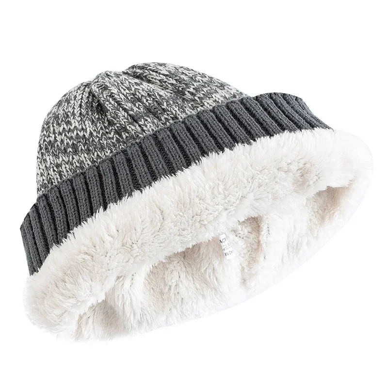 Unisex Fur-Lined Knitted Beanie