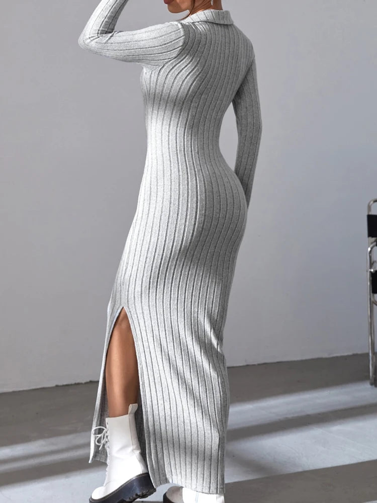 Sexy Knit V-neck Bodycon Dress