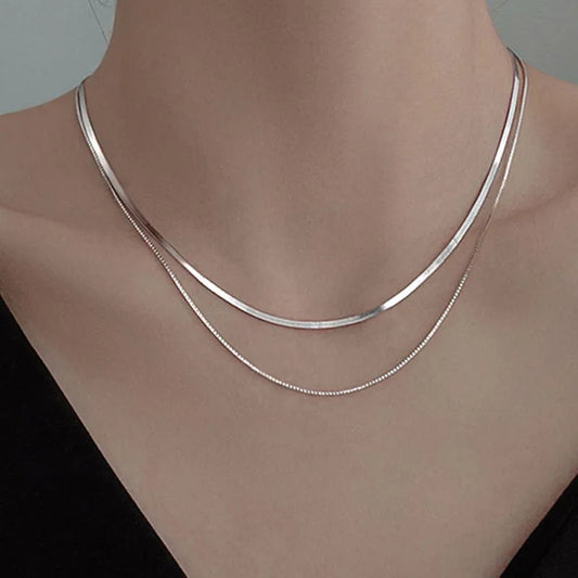 S925 Silver Box Chain Necklace