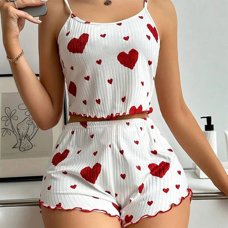 Women's Soft Love Print Pajama Set - 2 PCS