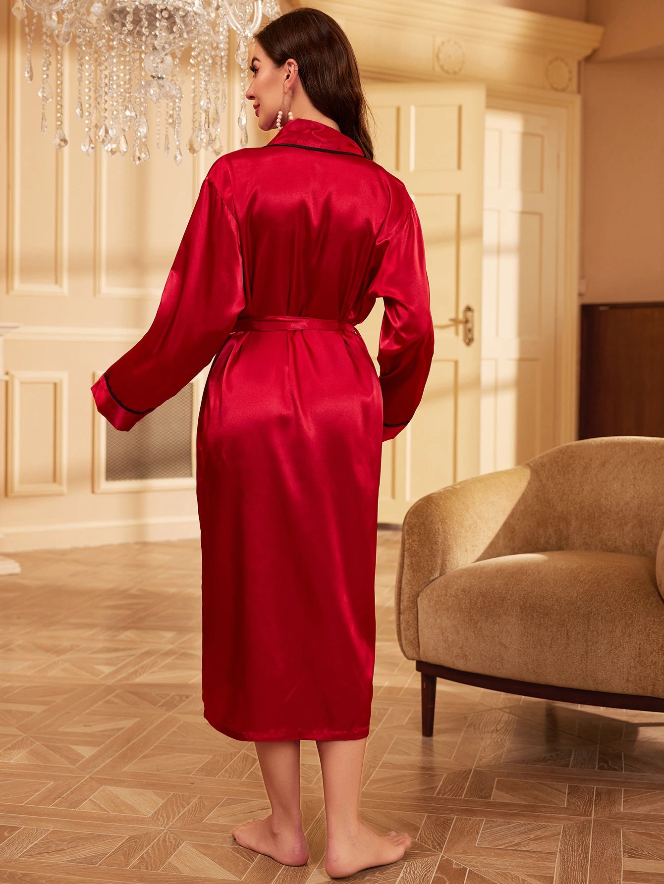 Satin V-Neck Night Robe