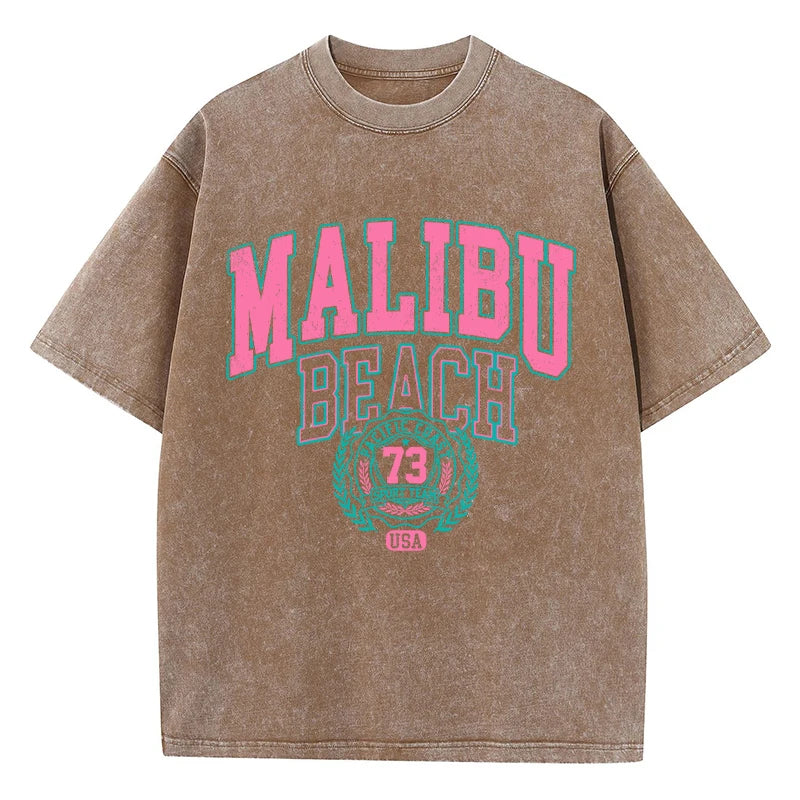 Malibu Letter Print Oversized Tee.