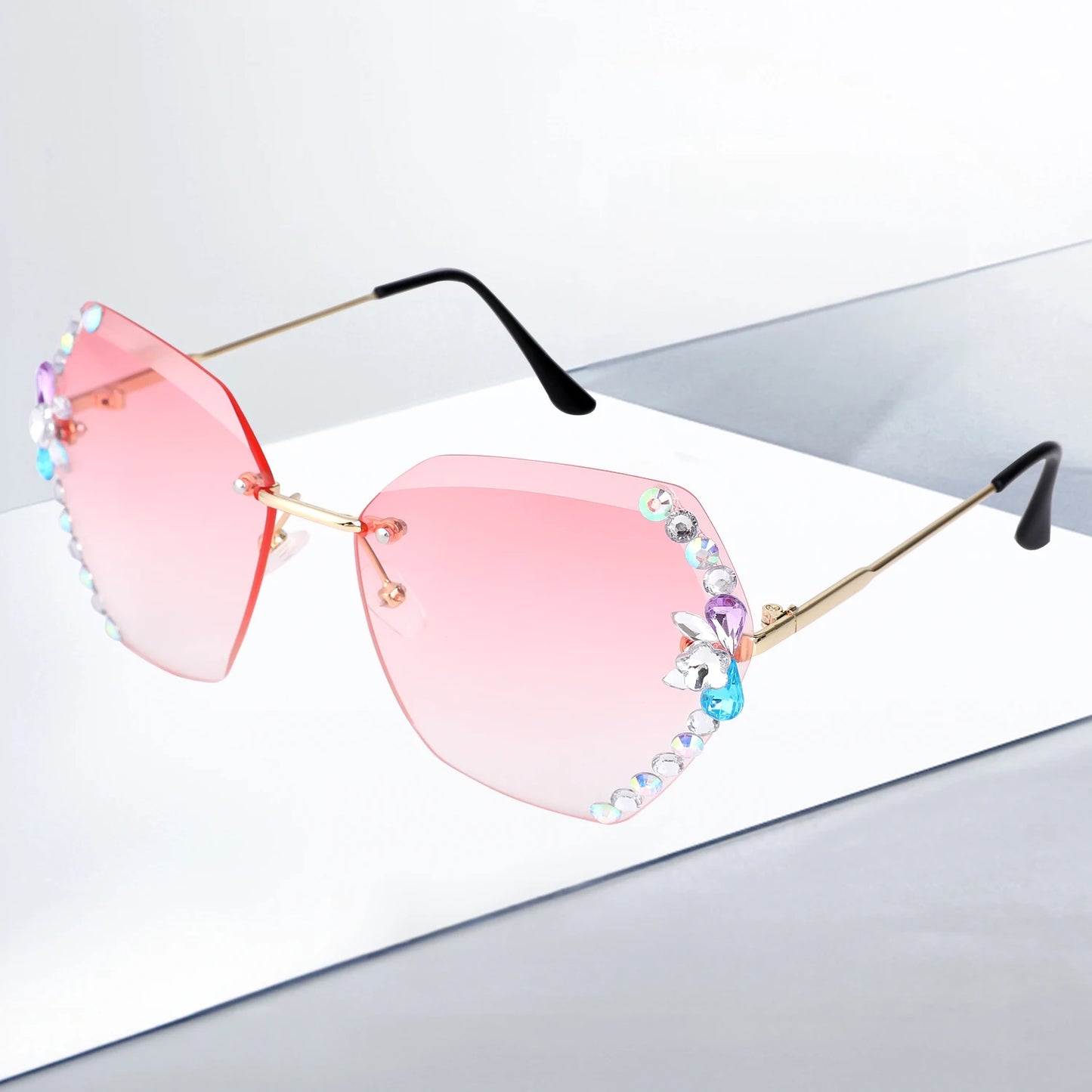 Rimless Diamond Sunglasses