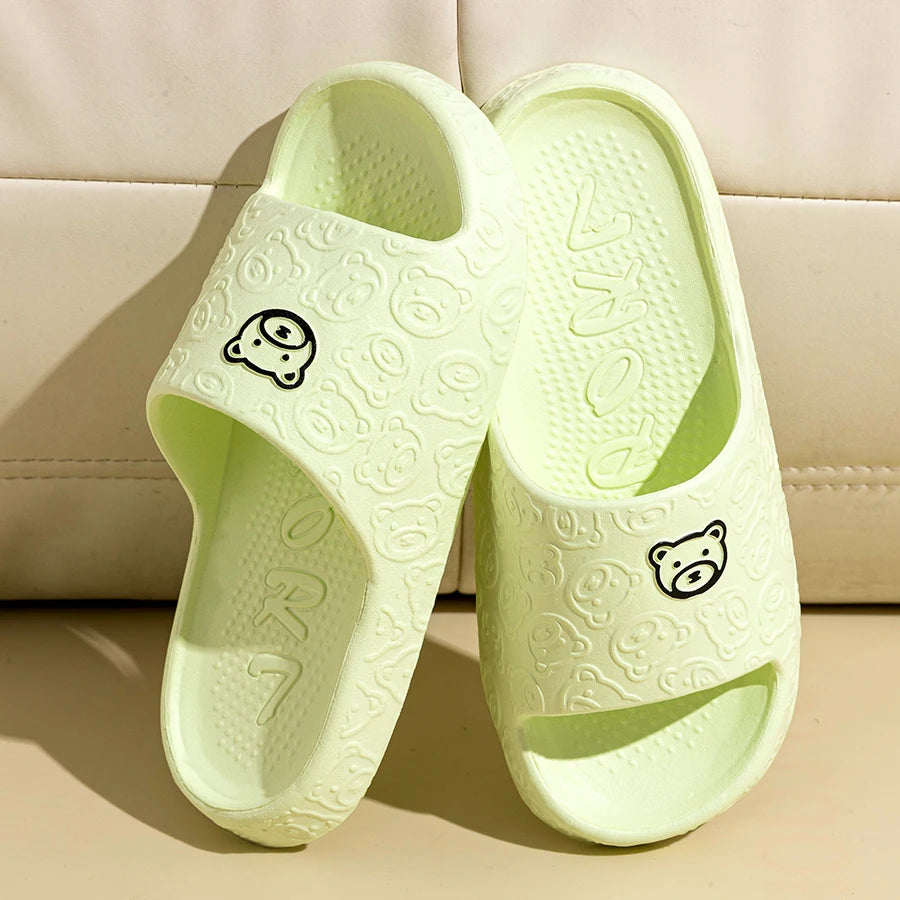 Summer Bear Print Slippers