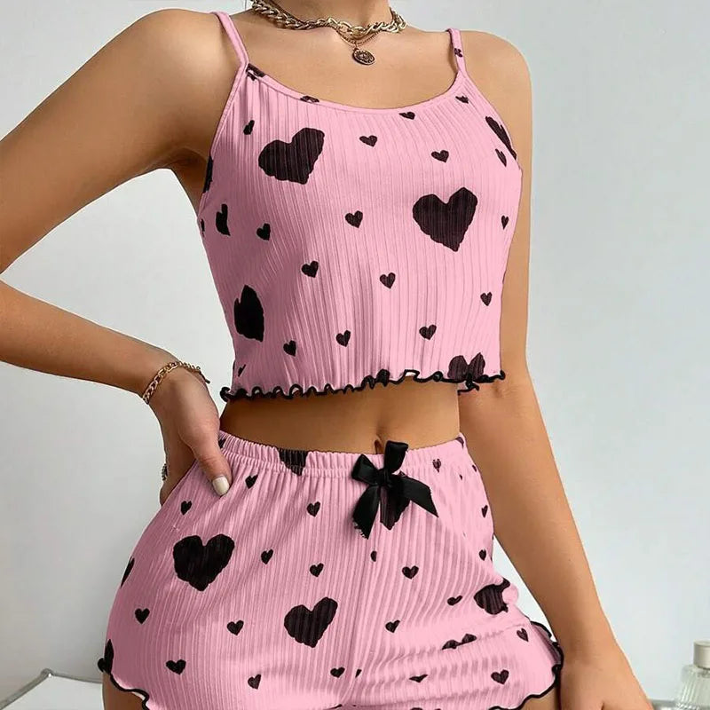 Women's Soft Love Print Pajama Set - 2 PCS